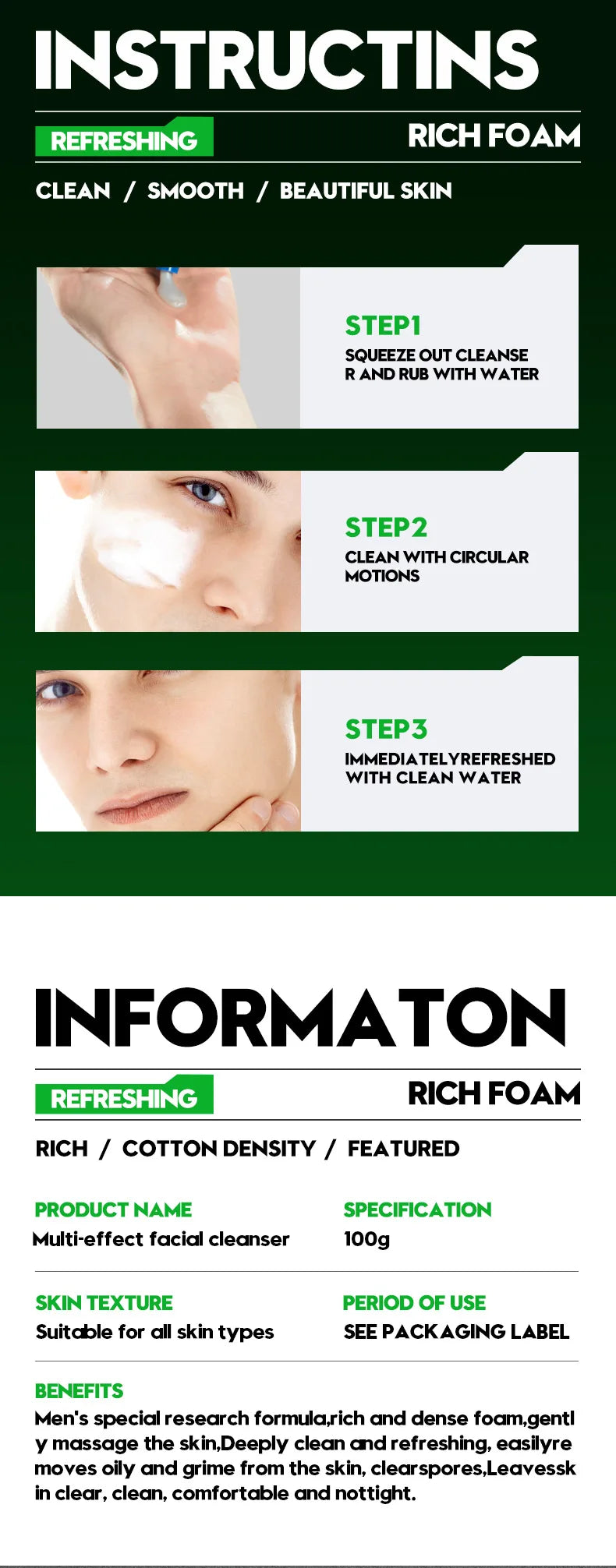 Sữa Rửa Mặt Nam Làm Sạch Sâu, Se Khít Lỗ Chân Lông