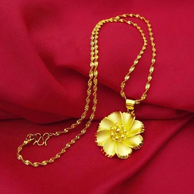 24K Real Gold Women's Necklace - Fashion Jewelry