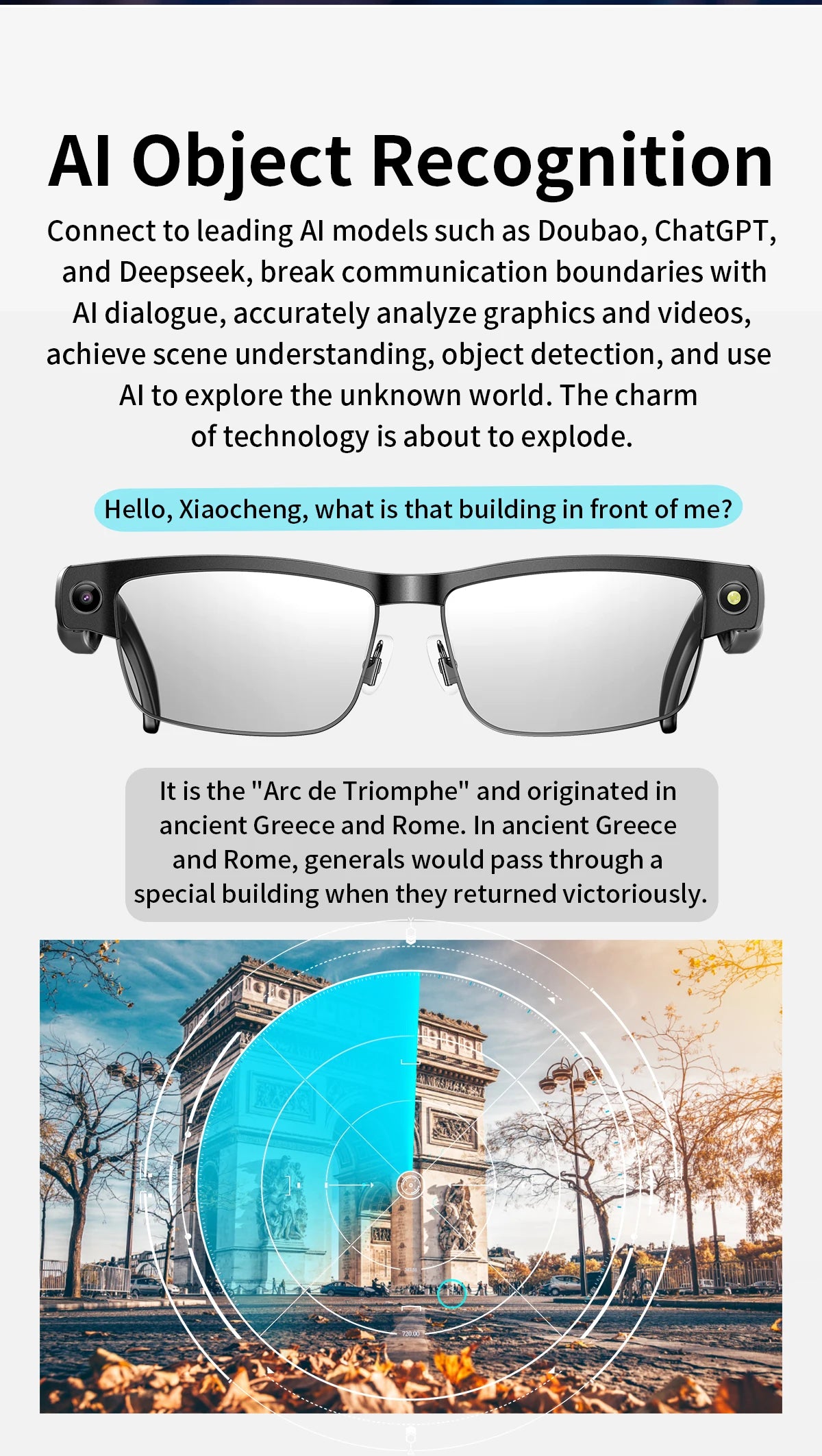 Sunglasses Smart Glasses 8 Million Pixels Recording Videos AI Photo Recognition Answer Translation 270mAh Bluetooth Glasses New