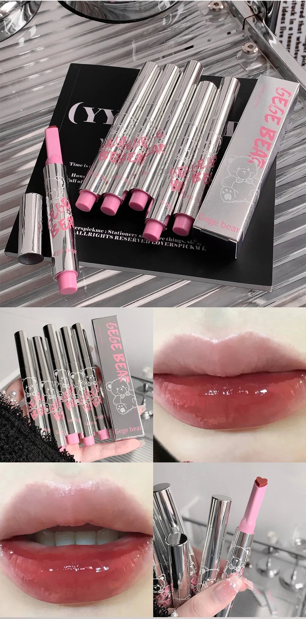 Son Thạch Dưỡng Ẩm Hình Tim Ánh Nước Pha Lê