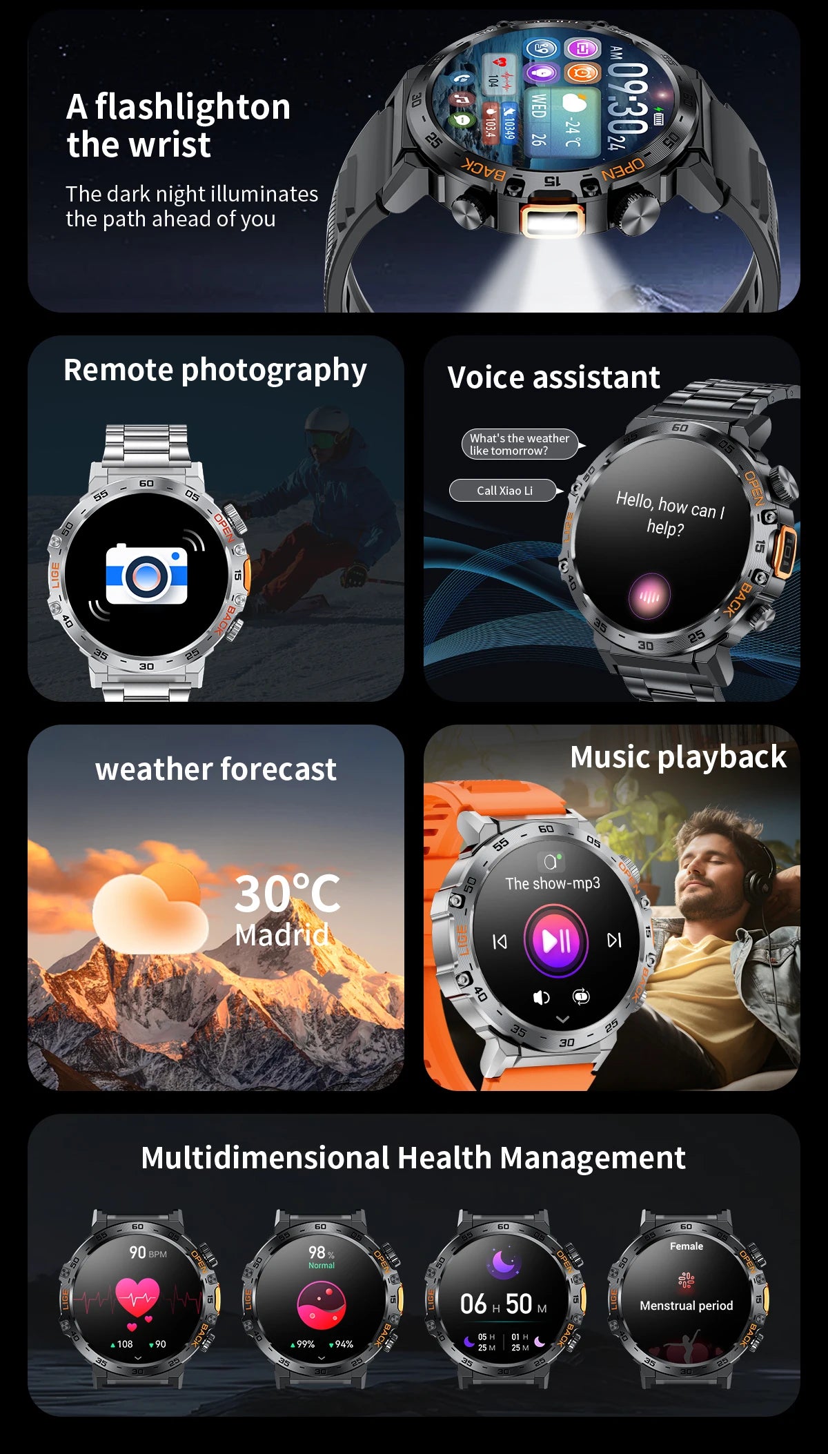 Đồng Hồ Thông Minh 2025 Nam Màn Hình AMOLED Thể Thao