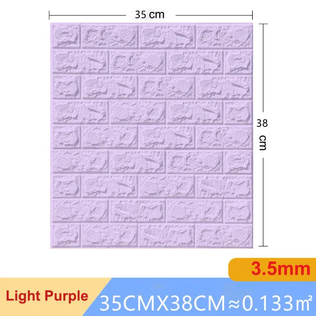 20pcs 35m*38.5cm 3DWall Sticker Solid Color Faux Brick Bedroom Home Decor Waterproof Self Adhesive DIY Living Room Wallpaper