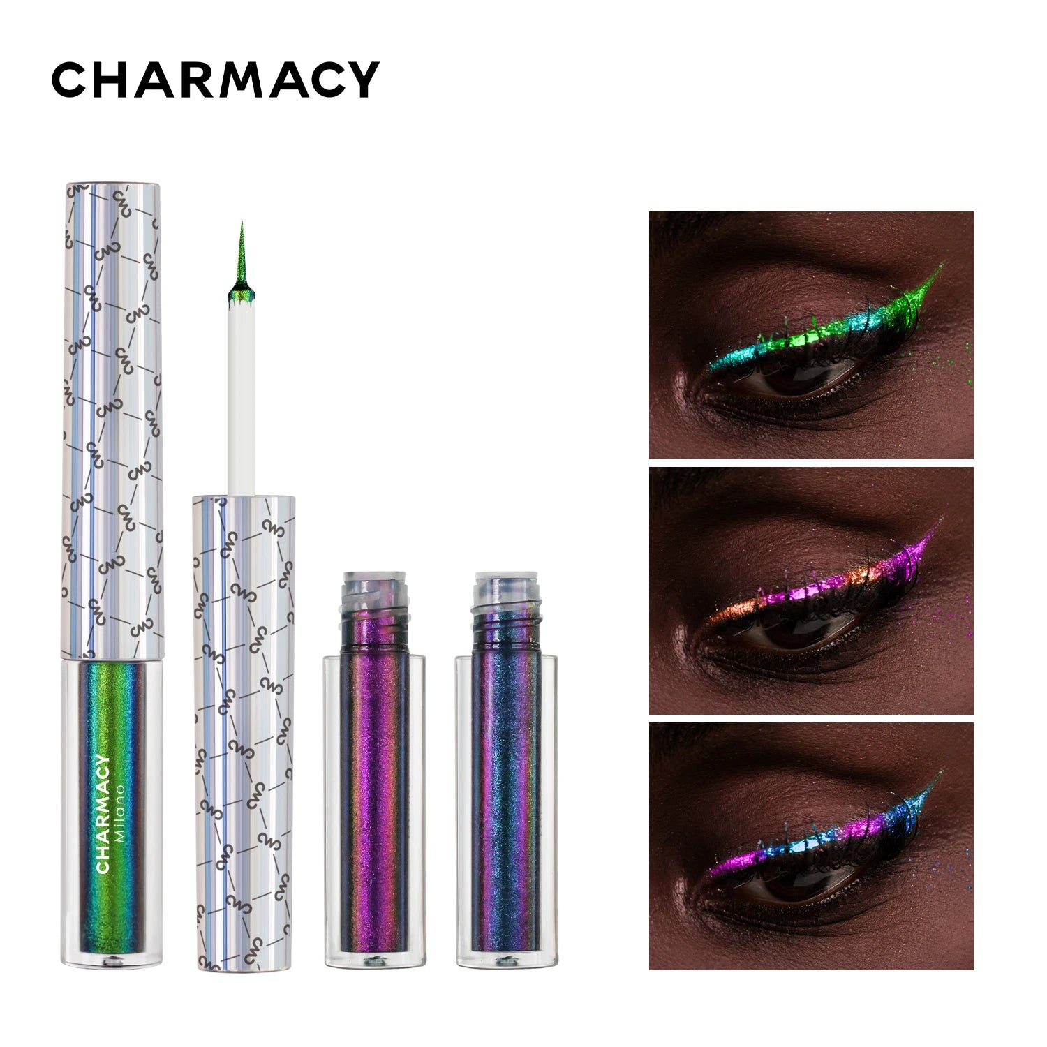CHARMACY 2-Color Glitter Eyeliner Long-lasting, Smudge-proof