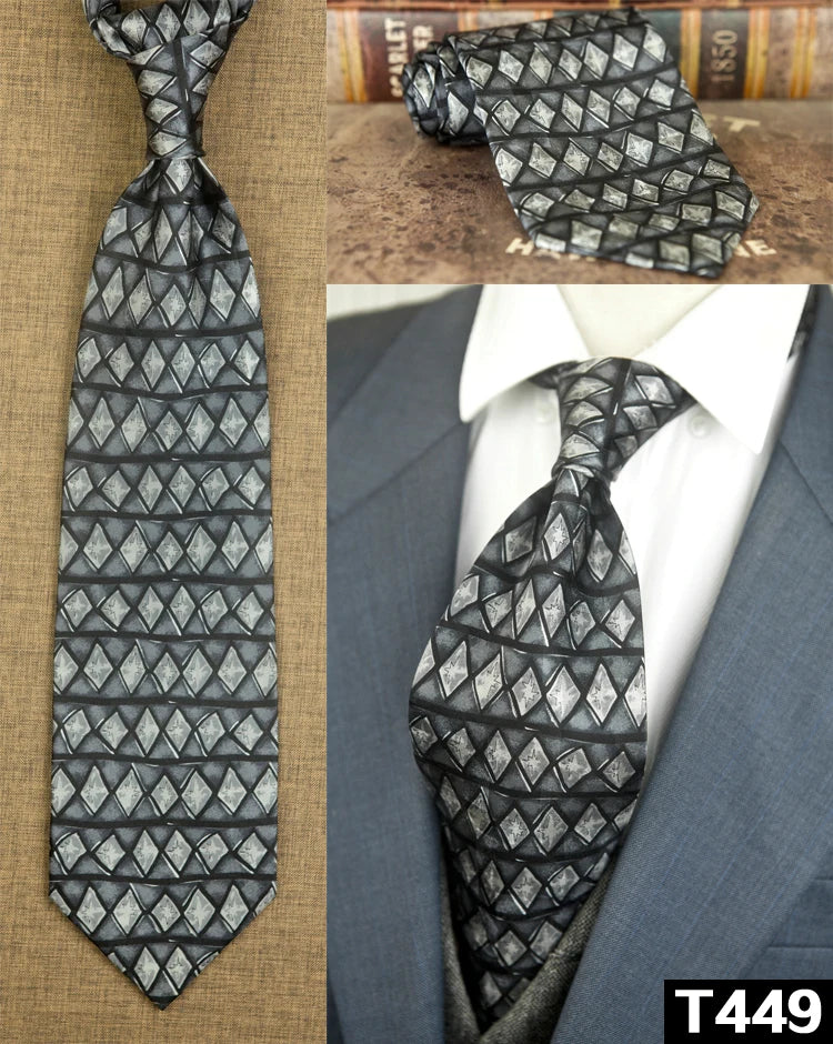 復古領帶，10厘米，100%真絲，抽象圖案