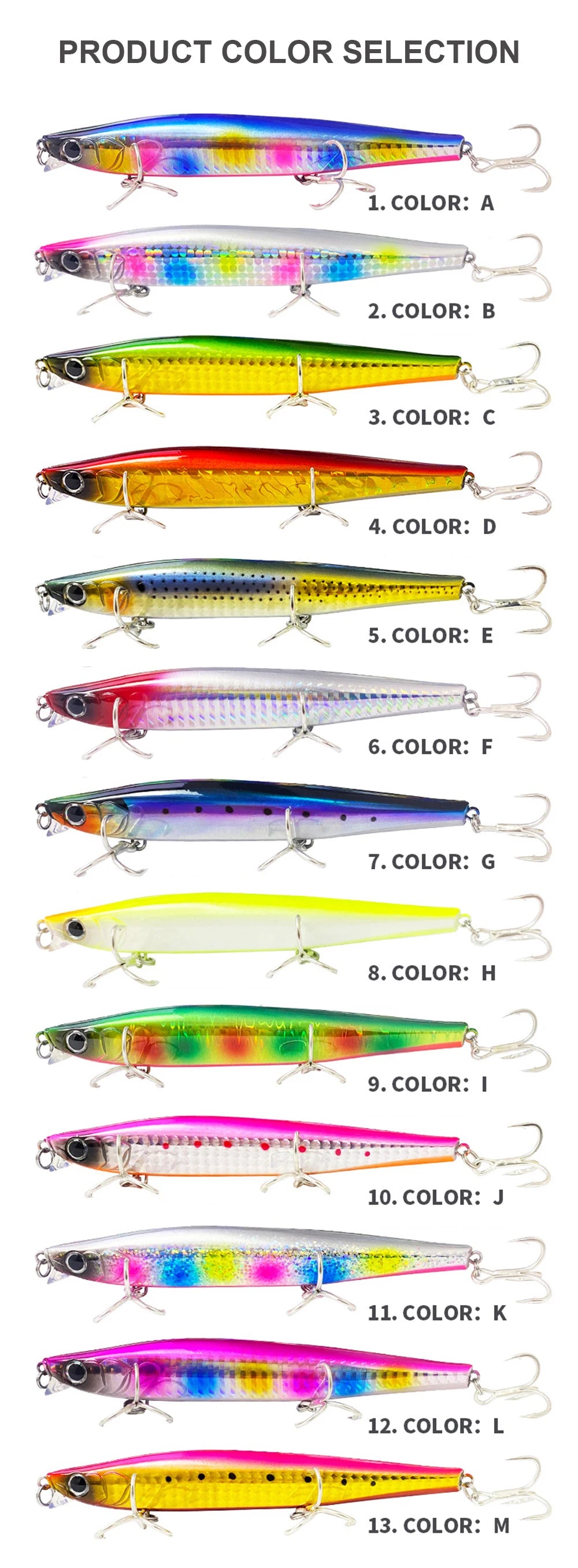 12.5cm 45g Fishing Lures Minnow Wobbler Long Casting Sinking Heavy Shot Artificial Hard Bait Fishing Accessories Decoy MN707