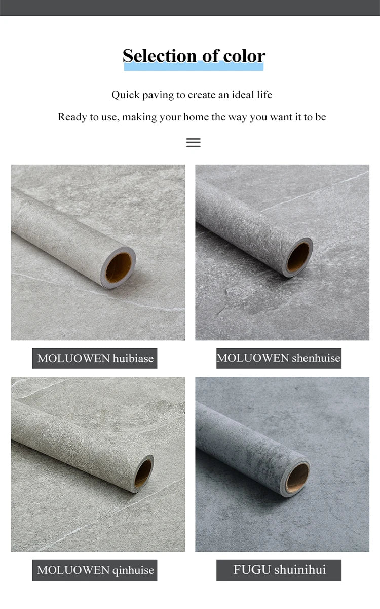 Retro Gray PVC Cement Wallpaper Self-Adhesive Waterproof Dark Gray Concrete Effect For Bedroom Living Room Decoration Stickers