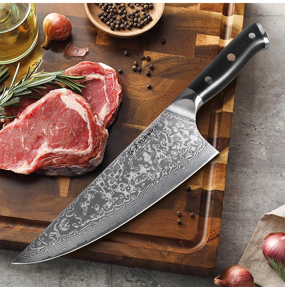 Dao Bếp Gyuto Chuyên Nghiệp - Thép Damascus 67 Lớp