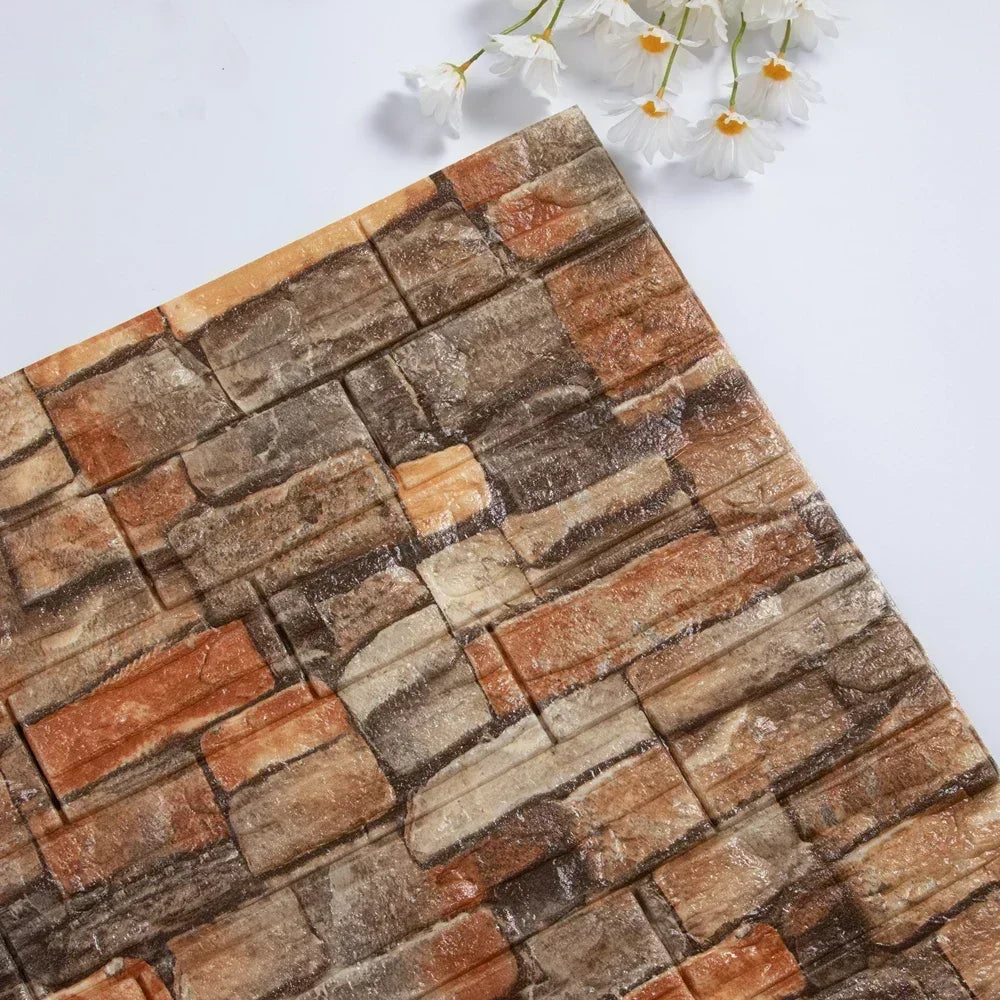 Self-Adhesive Foam Wallpaper Sticker 3D Imitation Brick Wall Sticker for Living Room Bedroom Home Kitchen Bathroom Decoration