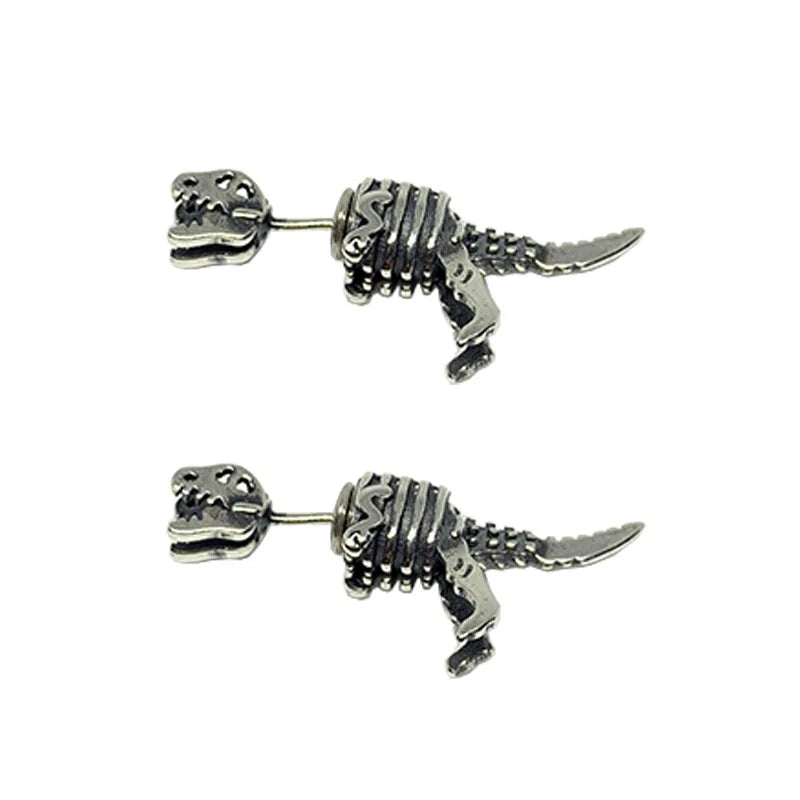 Gothic Punk Mechanical Dinosaur Earrings For Women
