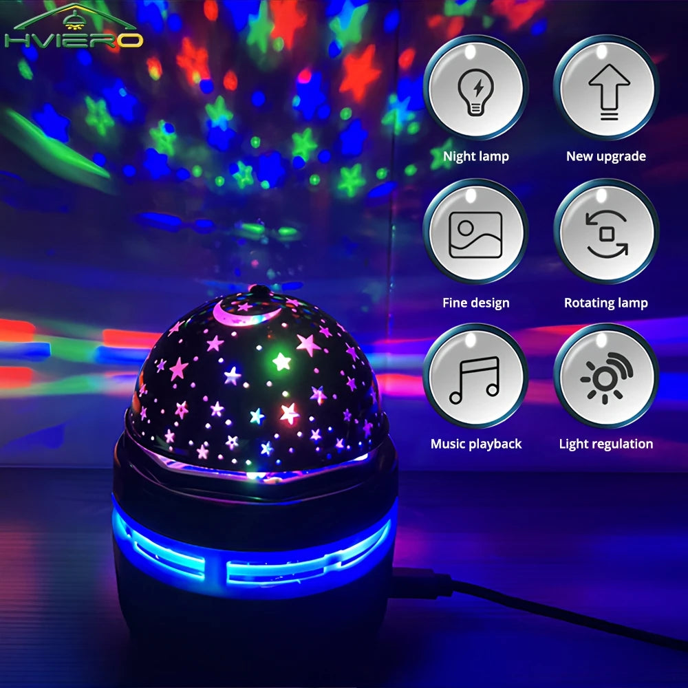 Starry Night Light Projector USB Table Lamps Gaming Room Home Theater Ceiling Wedding Decoration Halloween Rotates Automatically