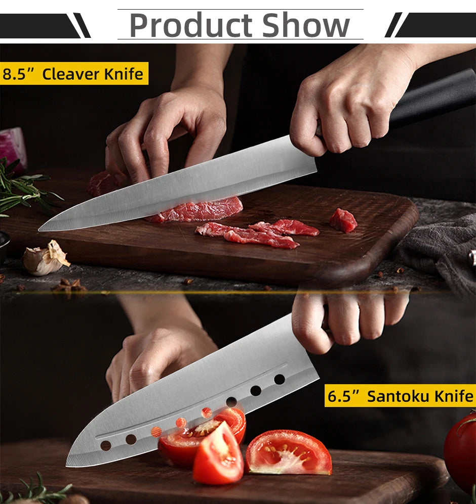 Bộ Dao Bếp Đa Năng Thép Không Gỉ Cao Cấp 5-8 Inch