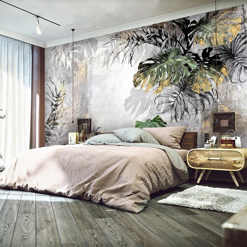 Custom Any Size Mural Wallpaper Modern 3D Tropical Rain Forest Leaves Fresco Living Room TV Sofa Background Wall Papel De Parede