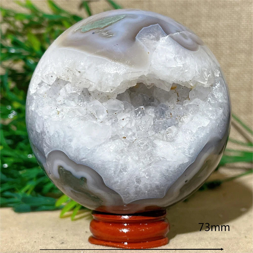 Moss Agate Ball - Spiritual Power &amp; Decoration