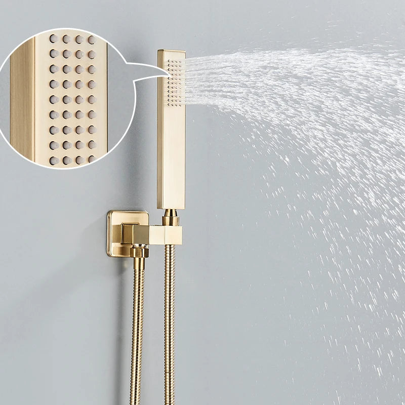 14x20 Inch LED Thermostatic Shower System With Hand Shower