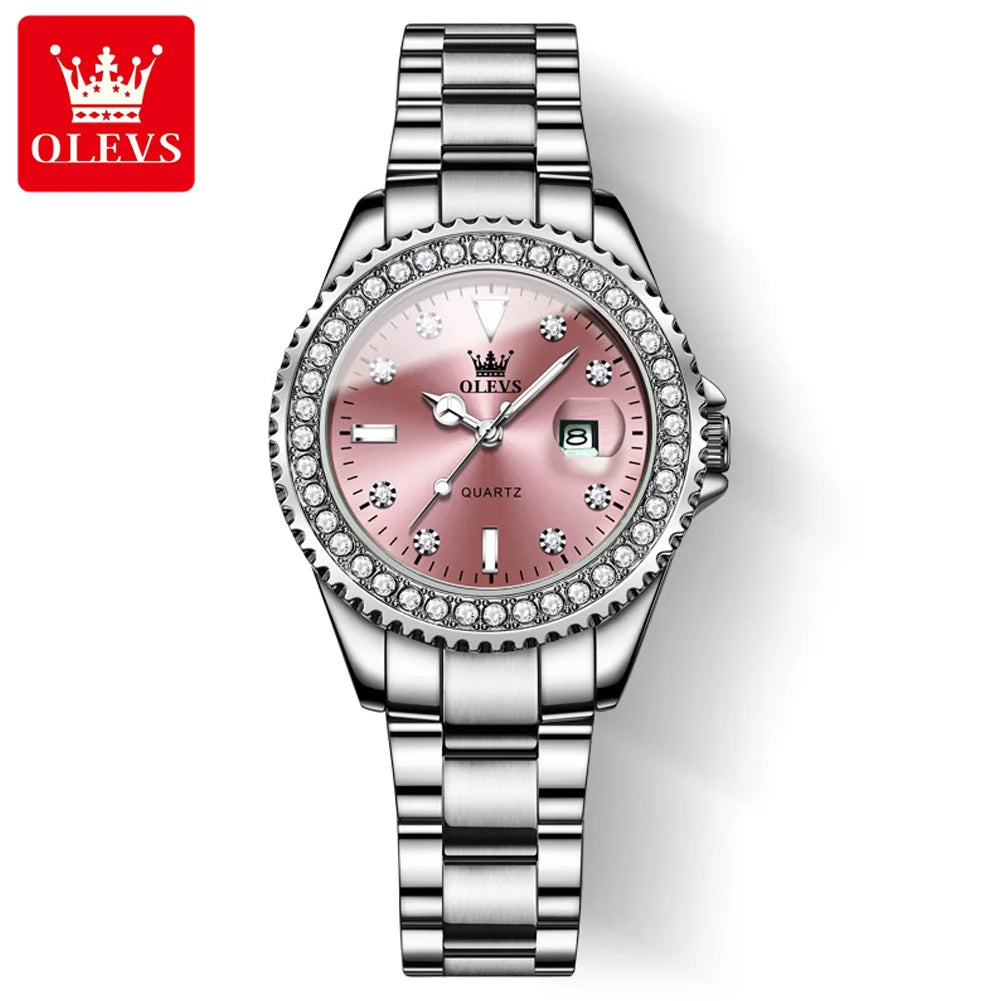 OLEVS 9945 luxury women's watch, studded with stones, date calendar