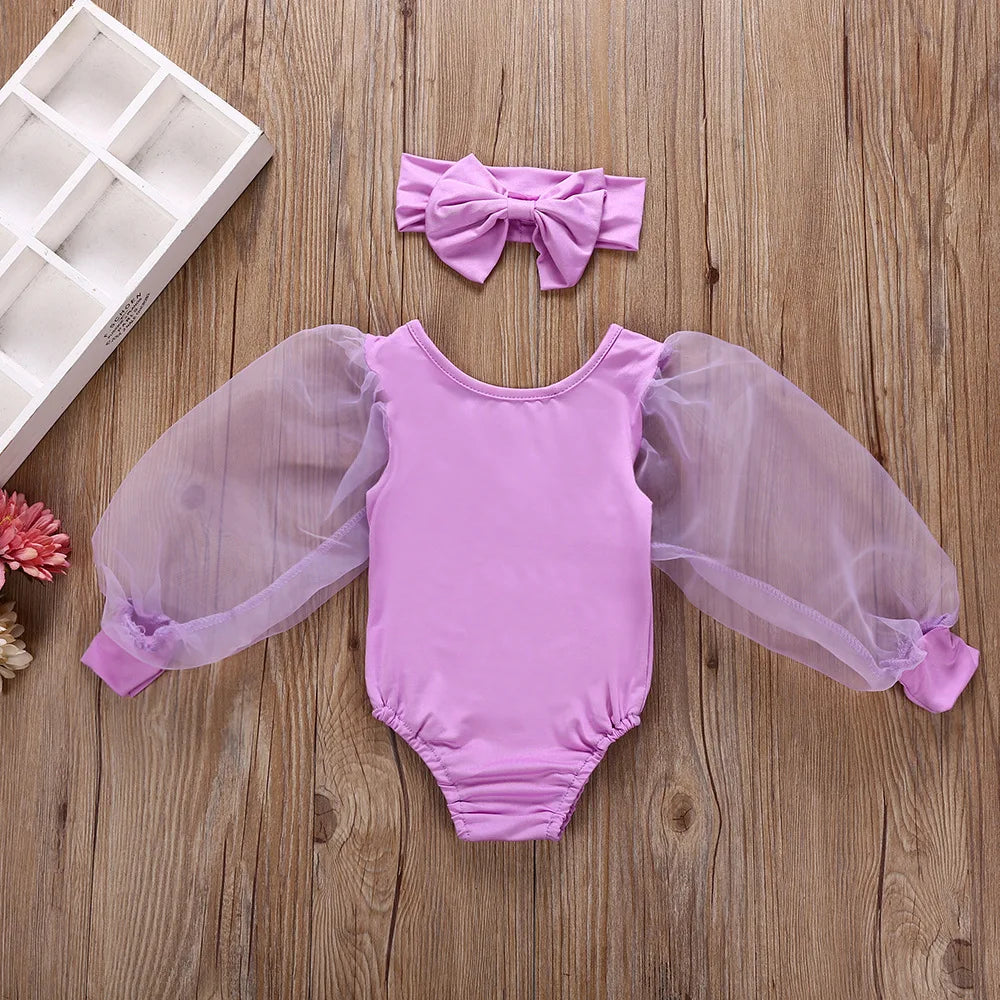 Cute Baby Girl Long Sleeve Bodysuit &amp; Headband
