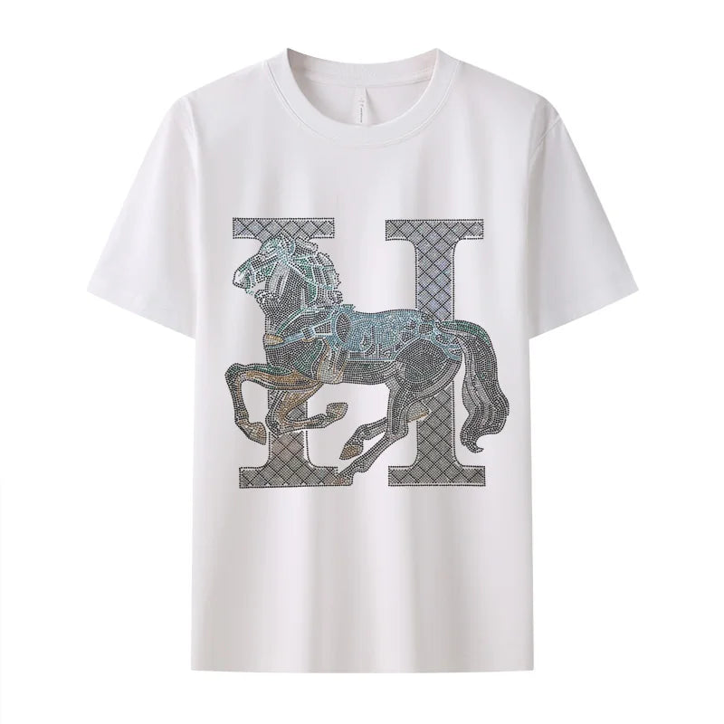 Áo Thun Nam Cotton Họa Tiết Kim Cương Thoải Mái