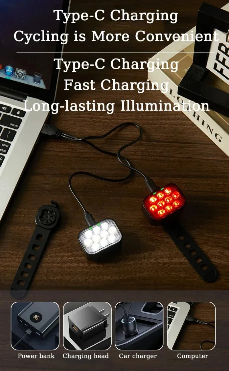 BUCKLOS COB LED Bicycle Light Waterproof USB Rechargeable 1100mAh