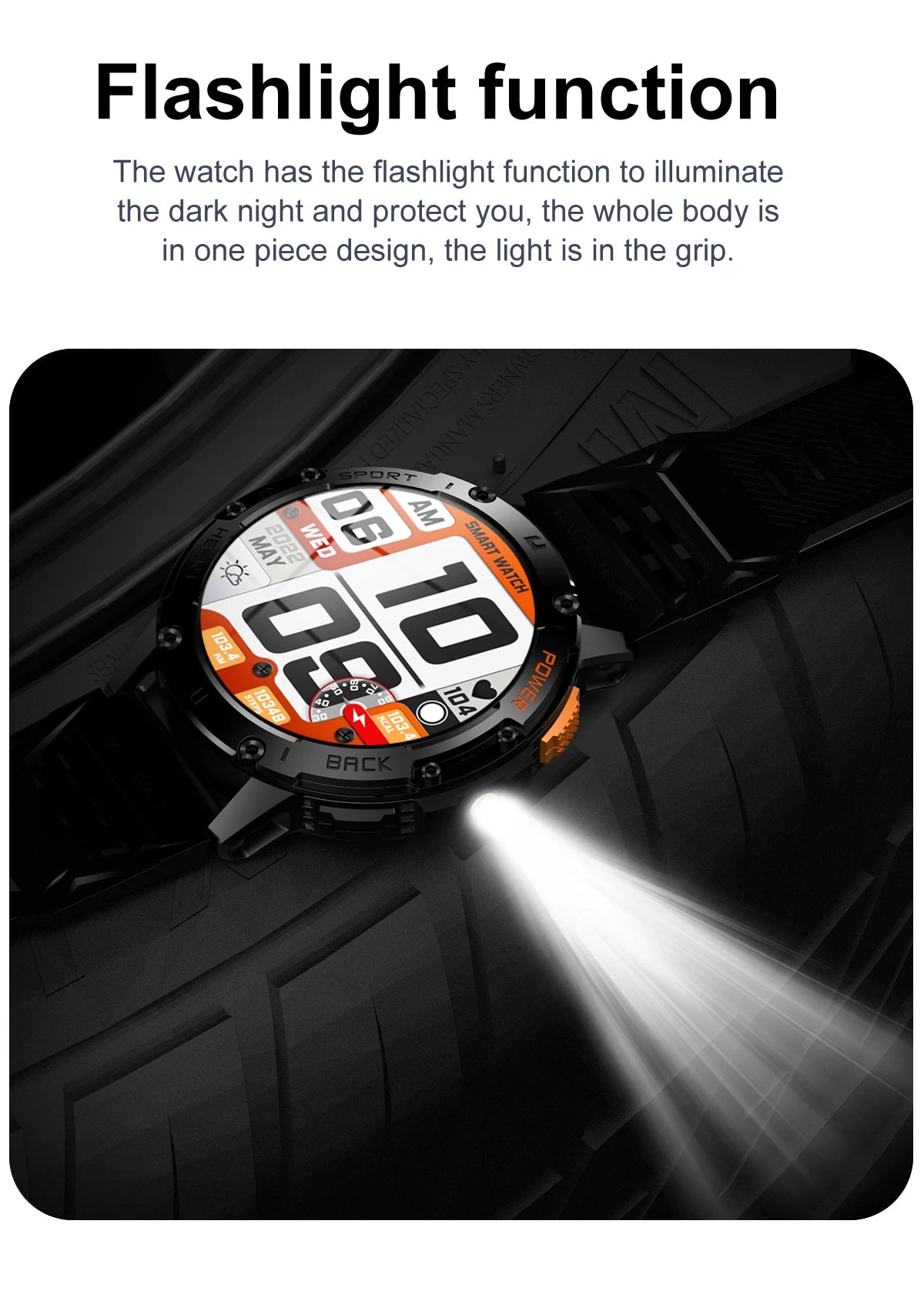 Đồng hồ thông minh AMOLED Nam - Thể thao & Đèn pin