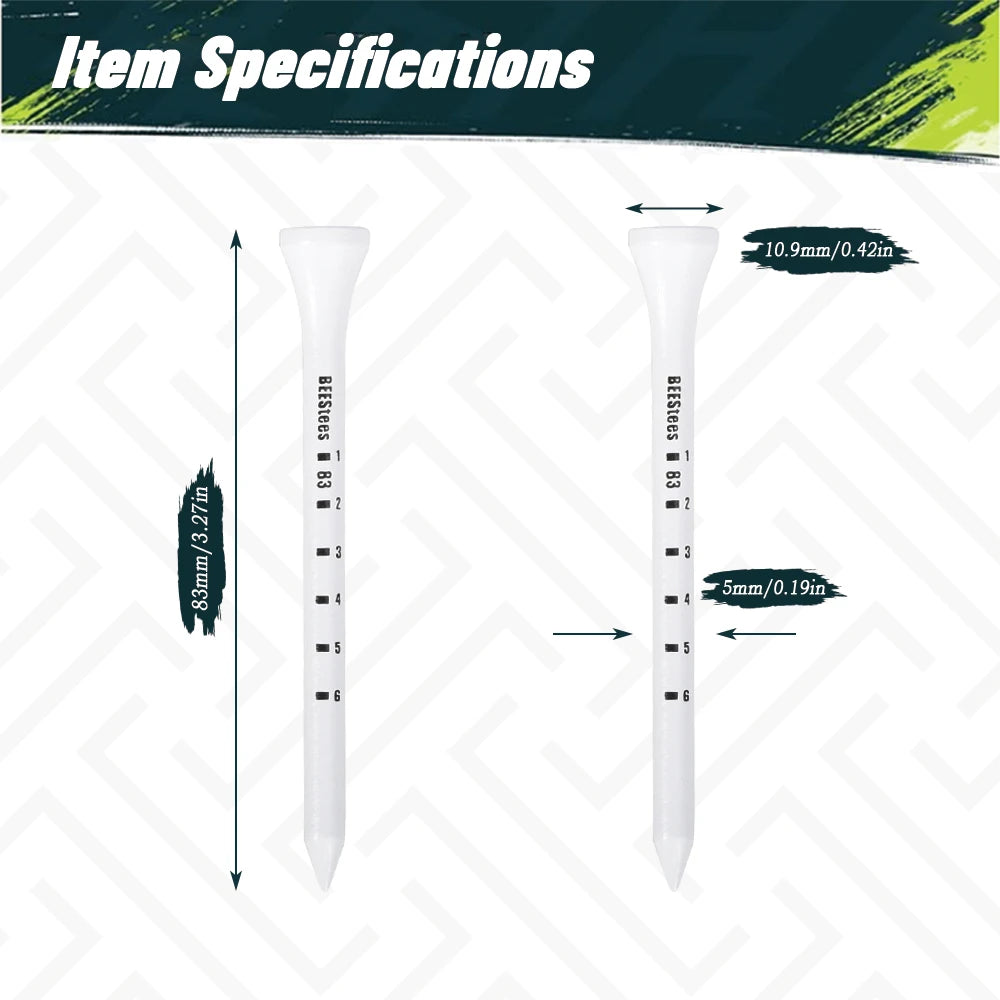 Set of 50 Premium Golf Wooden Tees with Anti-Slip Markers