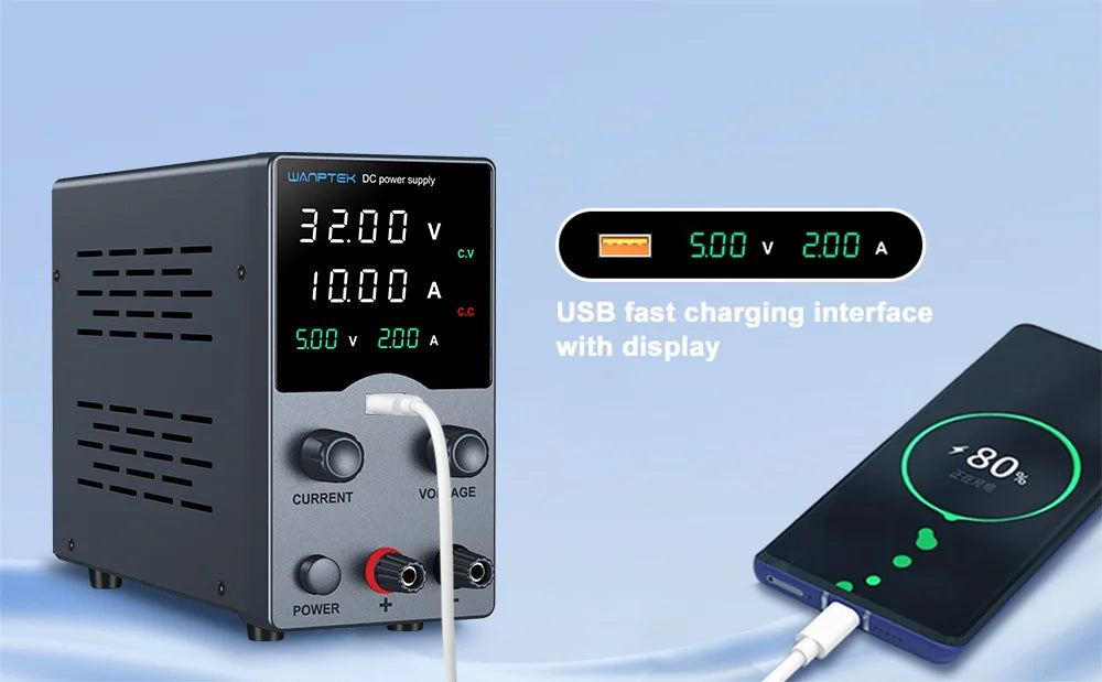 Wanptek DC Power Supply 30V 10A 5A Variable Bench Power Supply Adjustable Lab Power Supply 60V 5A 120V 3A Voltage Regulator