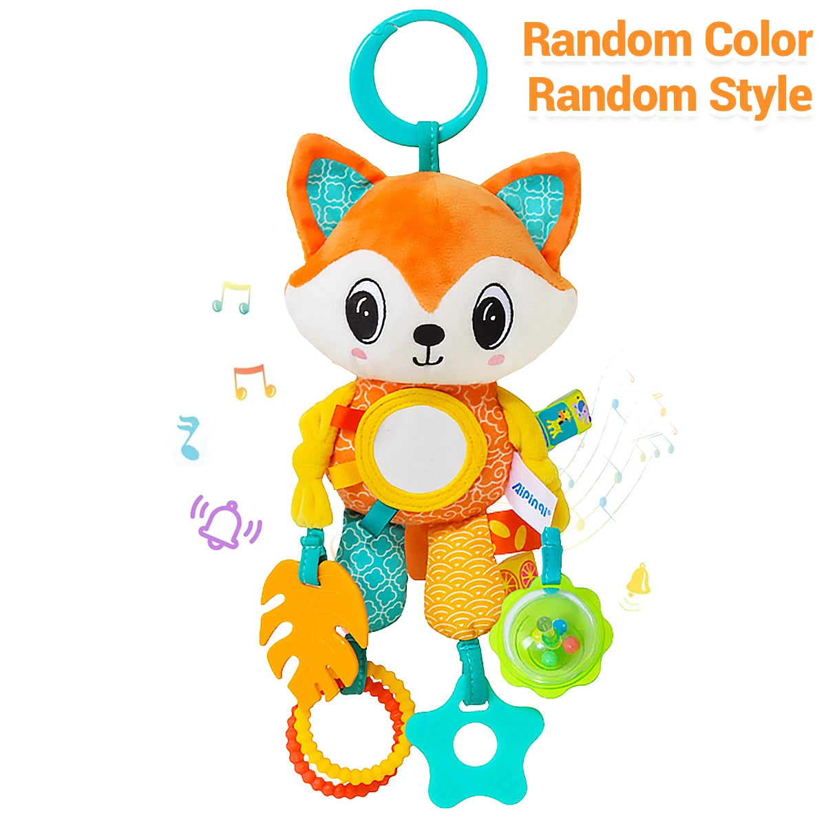 Wind Chimes Plush Animals Hanging Stroller with Teether for Babies