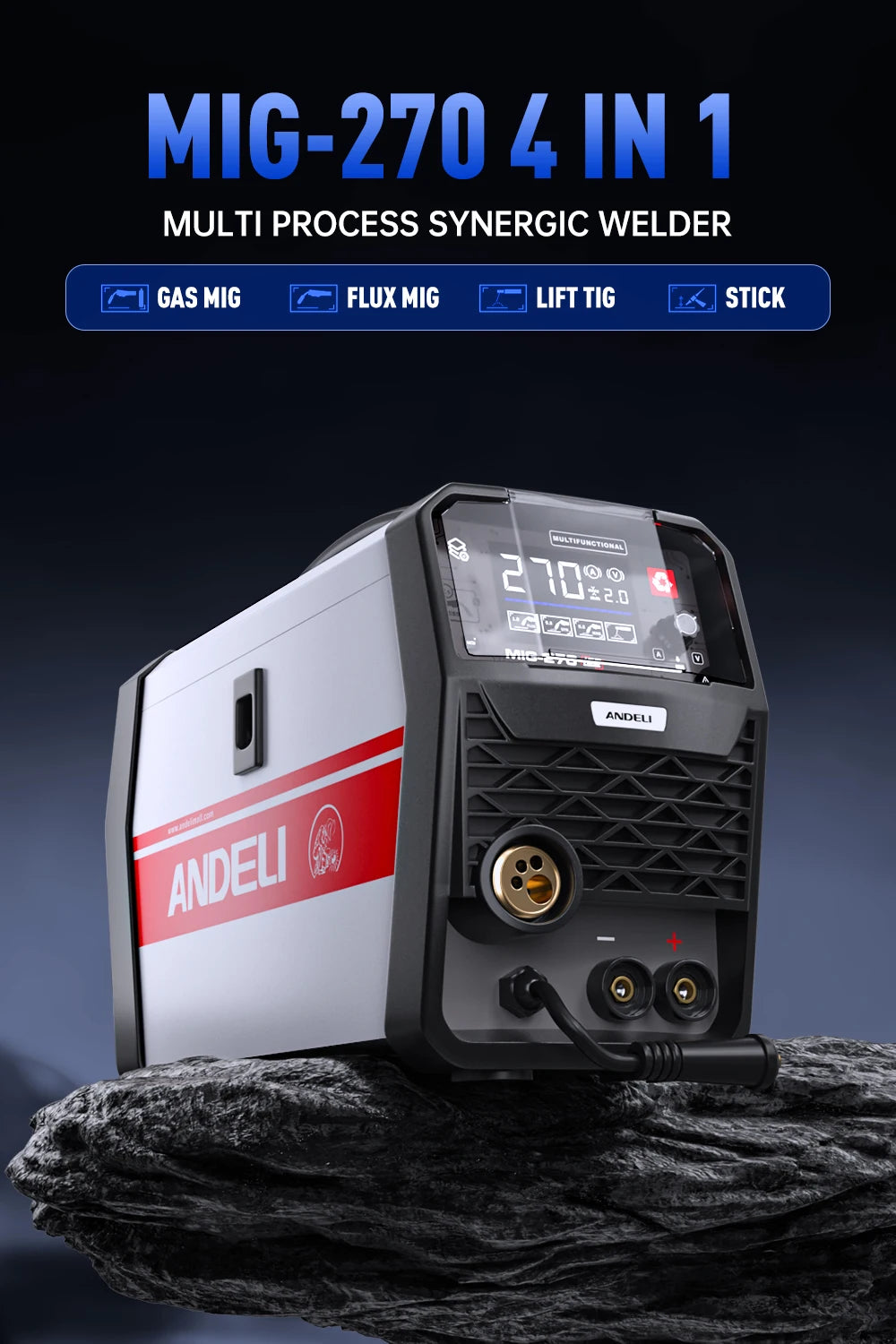 ANDELI Semi-automatic MIG welding machine MIG Lift TIG ARC Gas/Gasless Welding Inverter Synergy Multiprocess MIG Welders - Daisan Mart
