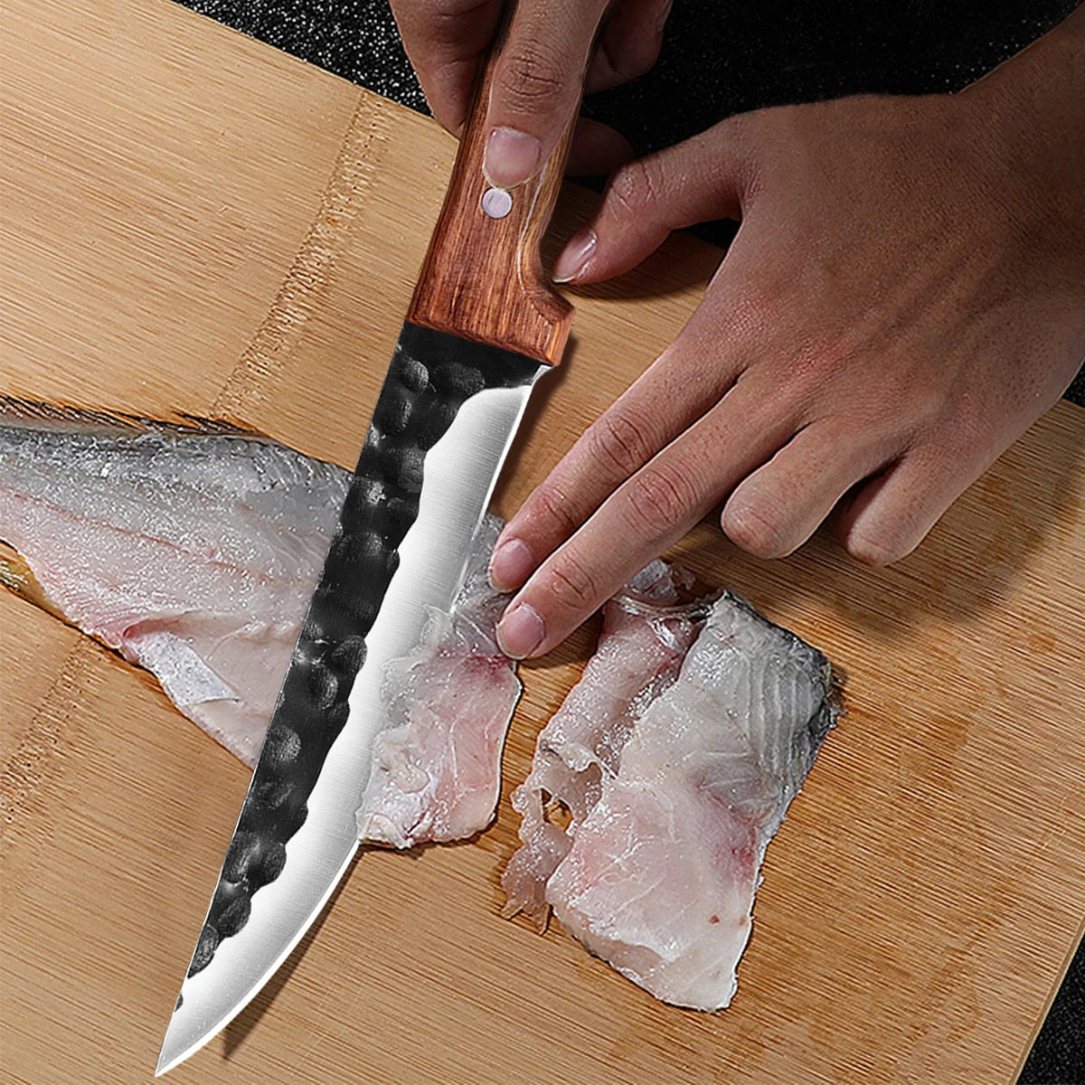 6.5" Forged Knife Stainless Steel Boning Butcher Knife Meat Cleaver Fishing Knife Professional Chef Knife with Sheath