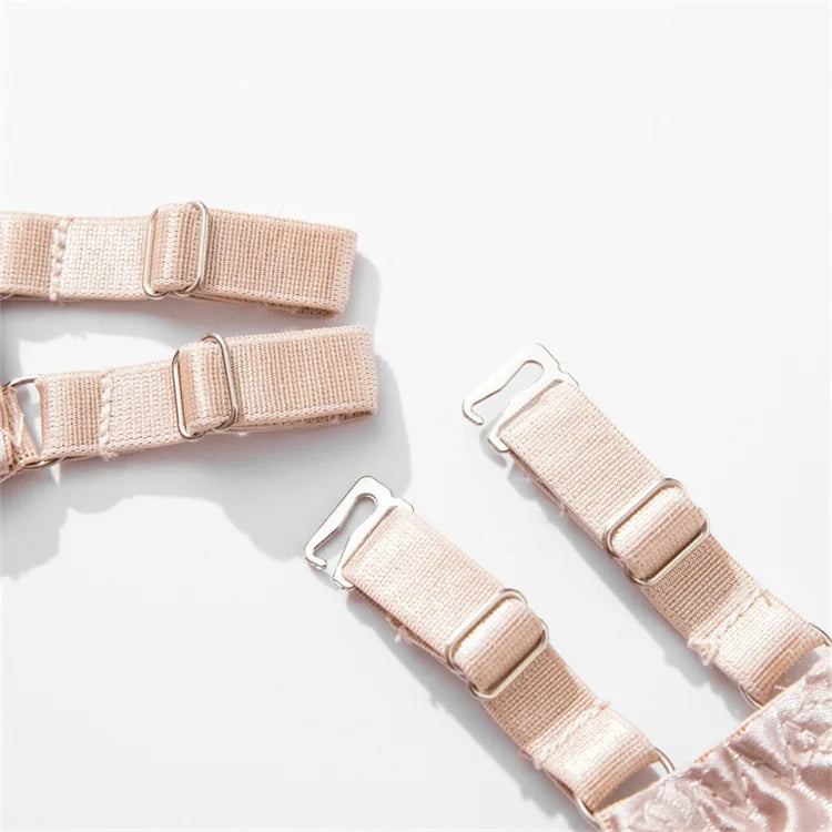 Luxurious Satin Floral Embroidery Lingerie Set 50 Characters