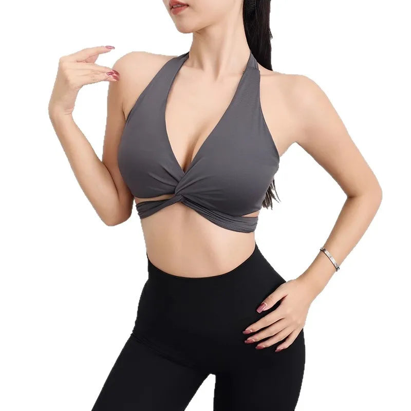 Áo Tập Yoga Nữ V Sâu Eo Thắt Chéo Lưng Thoáng Khí - Daisan Mart