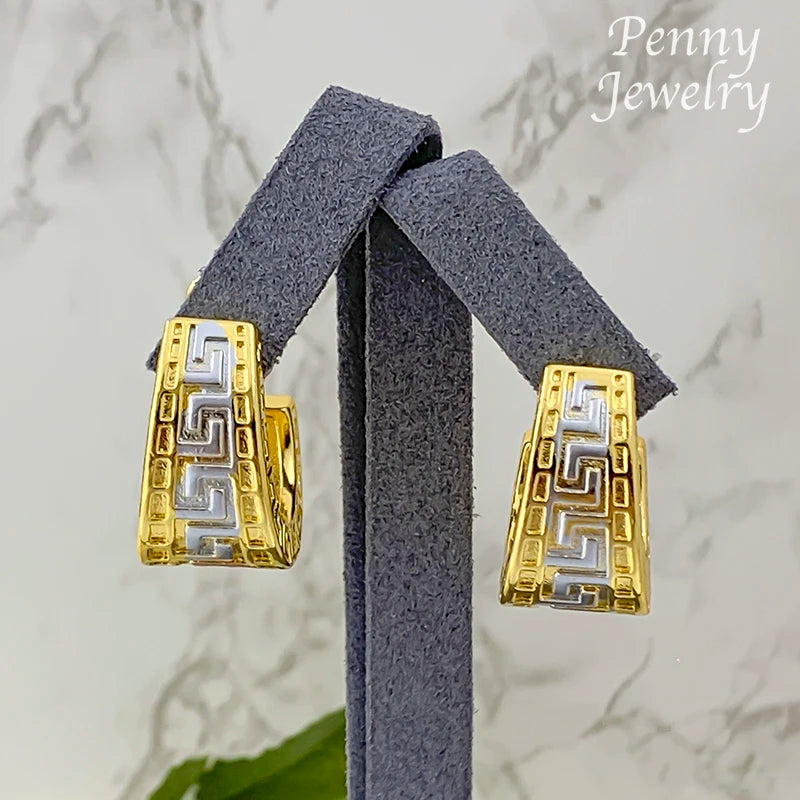 3-Color Gold-Plated Jewelry Set, Necklace &amp; Earrings for Women