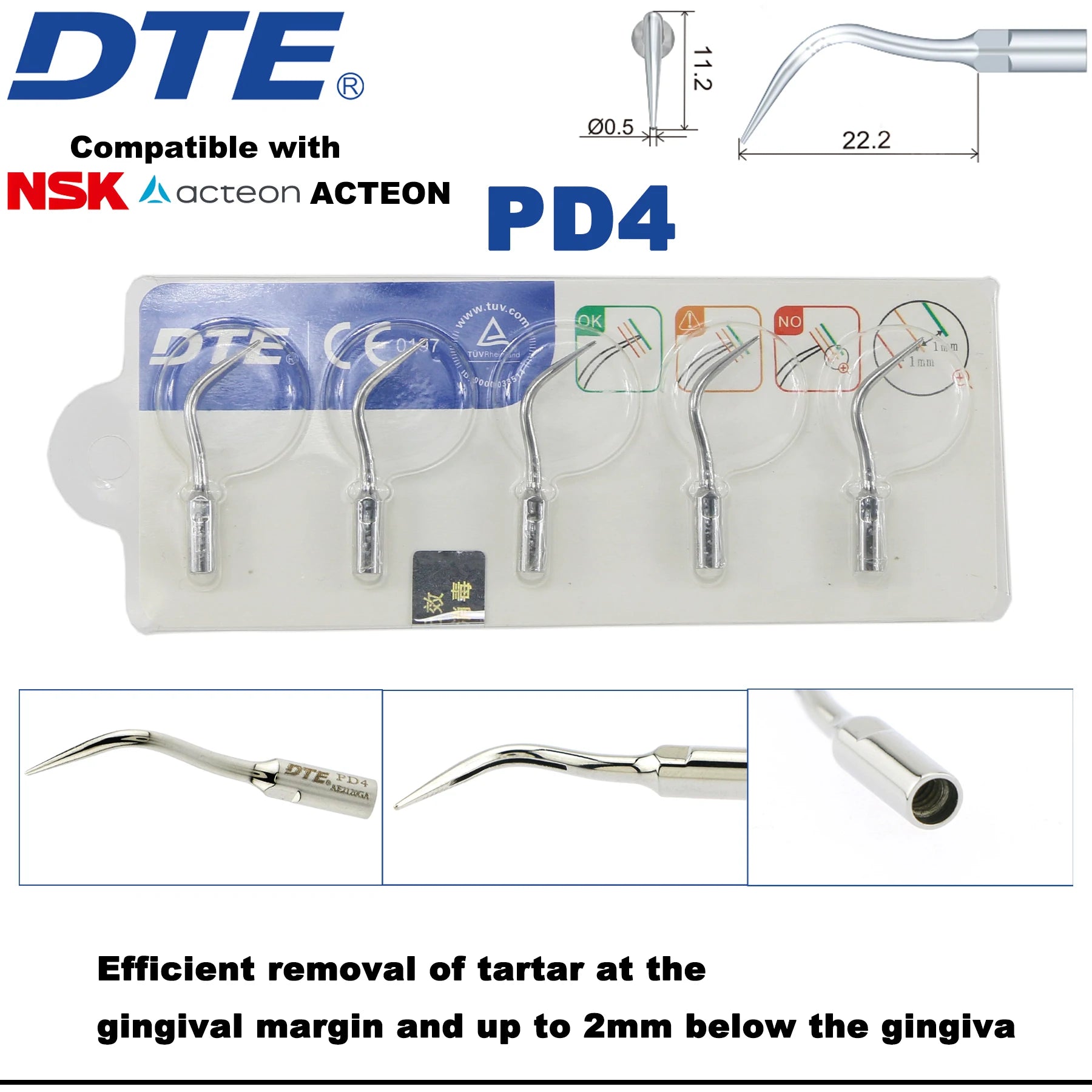 Đầu Tip Siêu Âm DTE Woodpecker Cho Máy Cạo Vôi Răng