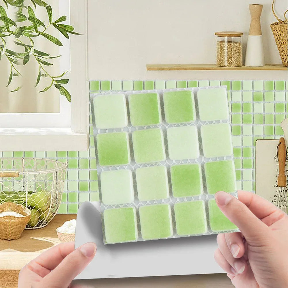10pcs/set 3D Mosaic Tiles Sticker Self Adhesive Waterproof Wall-Tiles for Kitchen Bedroom Bathroom Walls Backsplashes Decoration