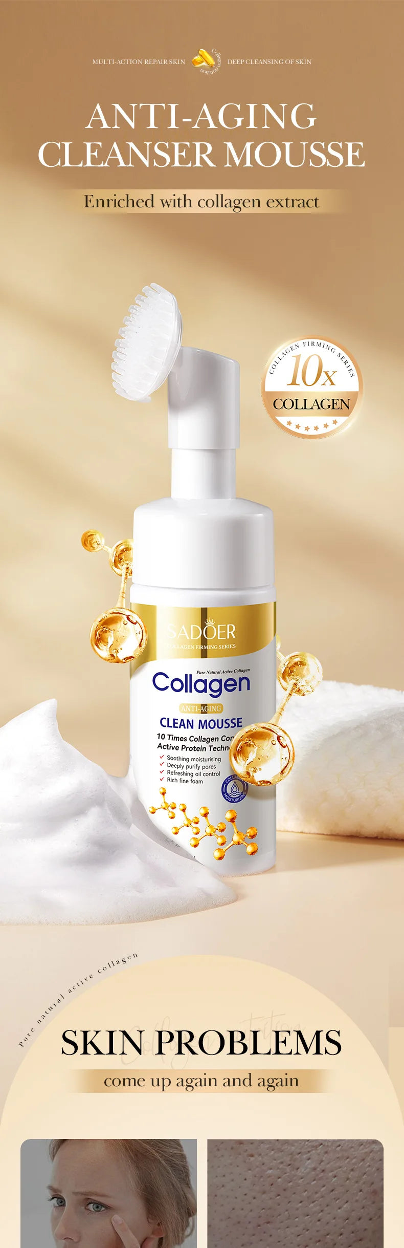 SADOER Collagen Foaming Deep Cleansing Facial Cleanser