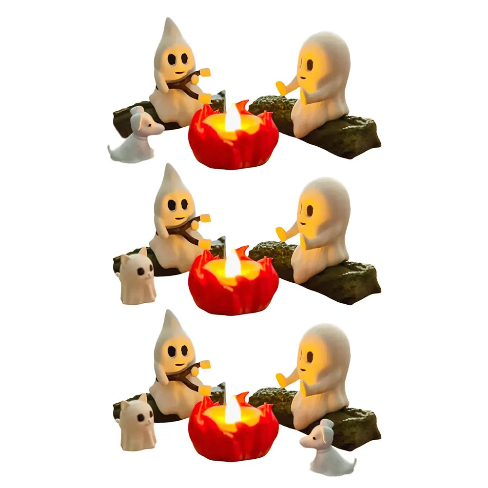 3D LED Ghost Campfire Lamp Cute Halloween Decoration