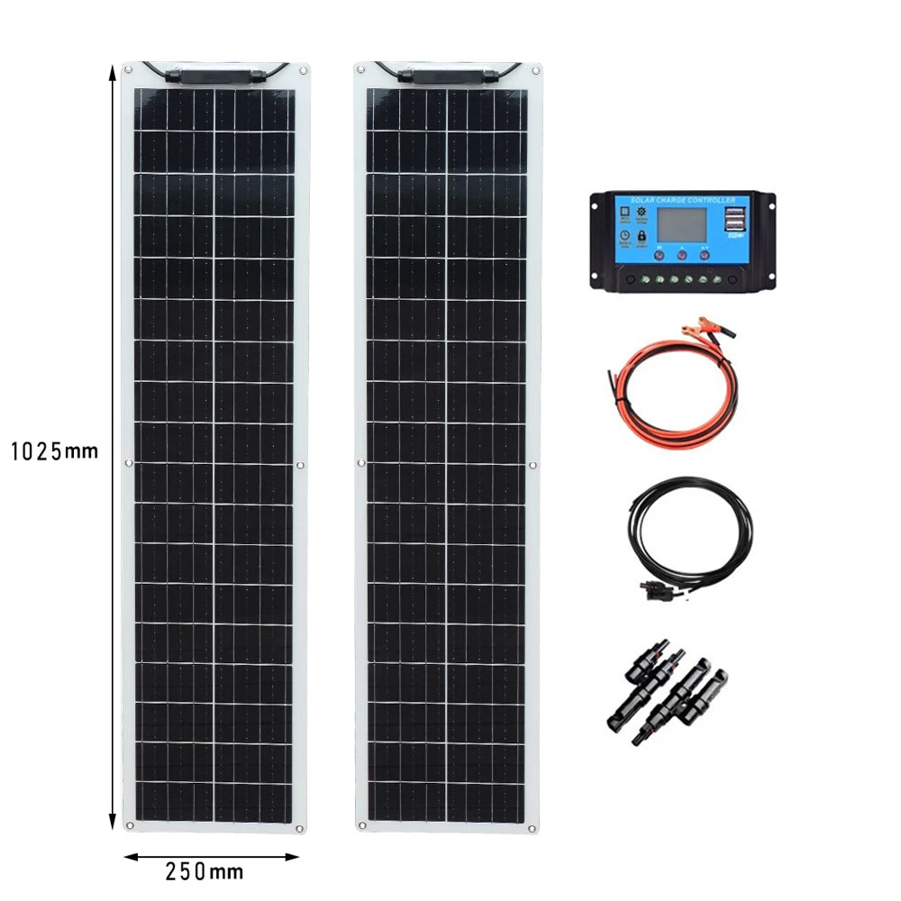 50W 100W Flexible Solar Panel Kit 12V Battery Charger Monocrystalline Cell Solar System Module For Home Camping Car RV Boat