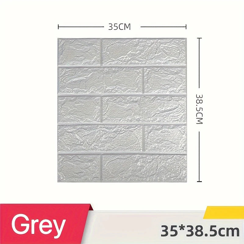 100pcs/200Pcs 3D Wall Tile Sticker, Brick Pattern Foam Self-Adhesive Waterproof Moisture-Proof Ceiling Sticker, Easy To Stick An