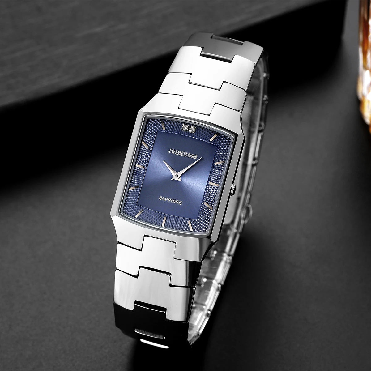 Đồng Hồ Nam Tonneau Thụy Sĩ Thép Tungsten Sapphire