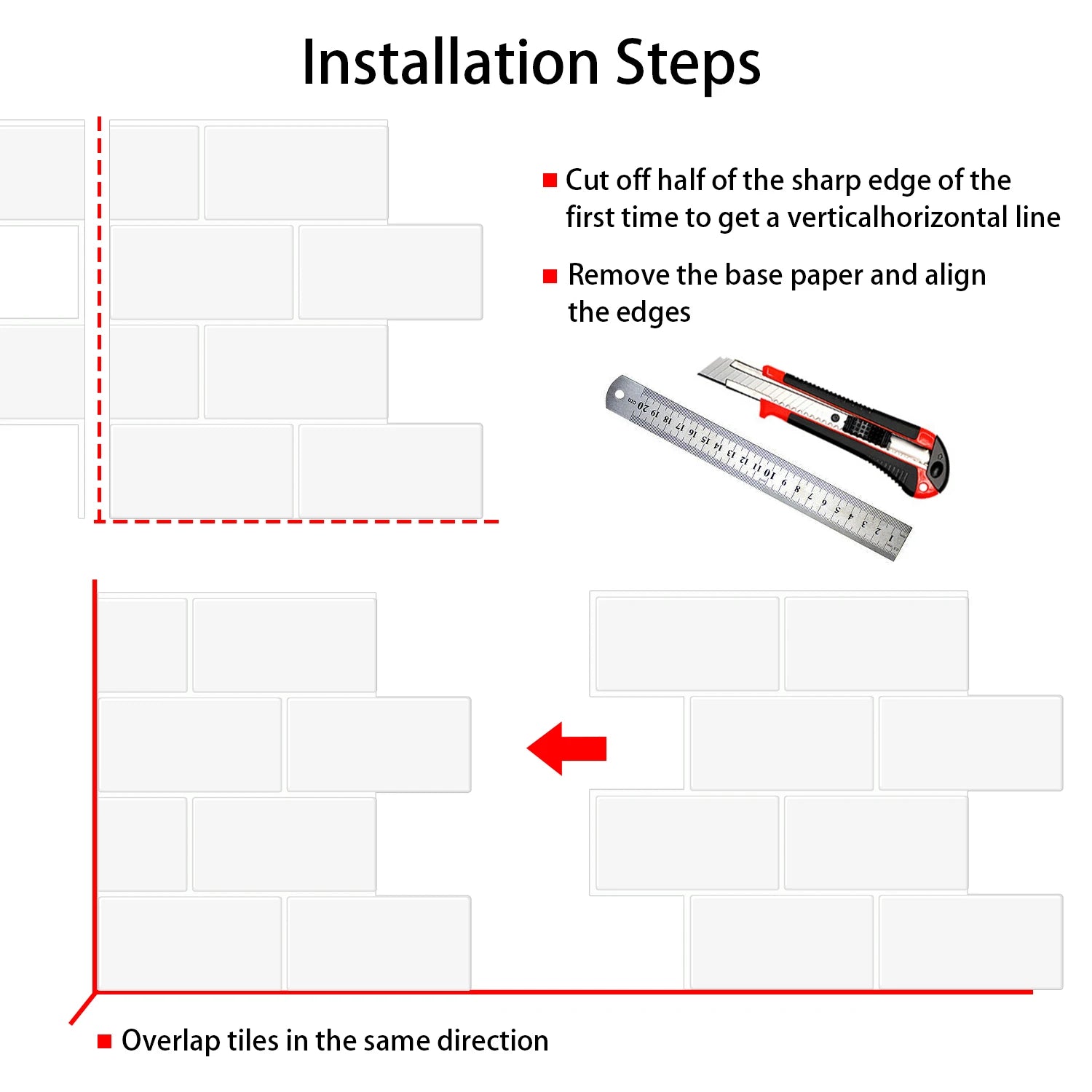 10 Large Waterproof Brick Wall Stickers for Home Decoration
