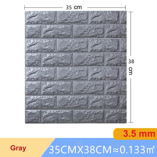 20pcs 35m*38.5cm 3DWall Sticker Solid Color Faux Brick Bedroom Home Decor Waterproof Self Adhesive DIY Living Room Wallpaper
