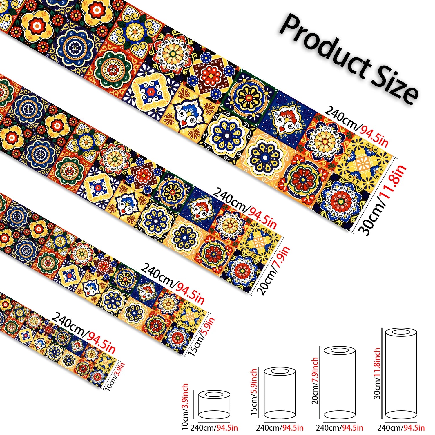 Colorful Mandala Pattern Ceramic Tile Wall Sticker Kitchen BackSplash Bathroom Waterproof Peel & Stick Home Decor Art Wallpaper