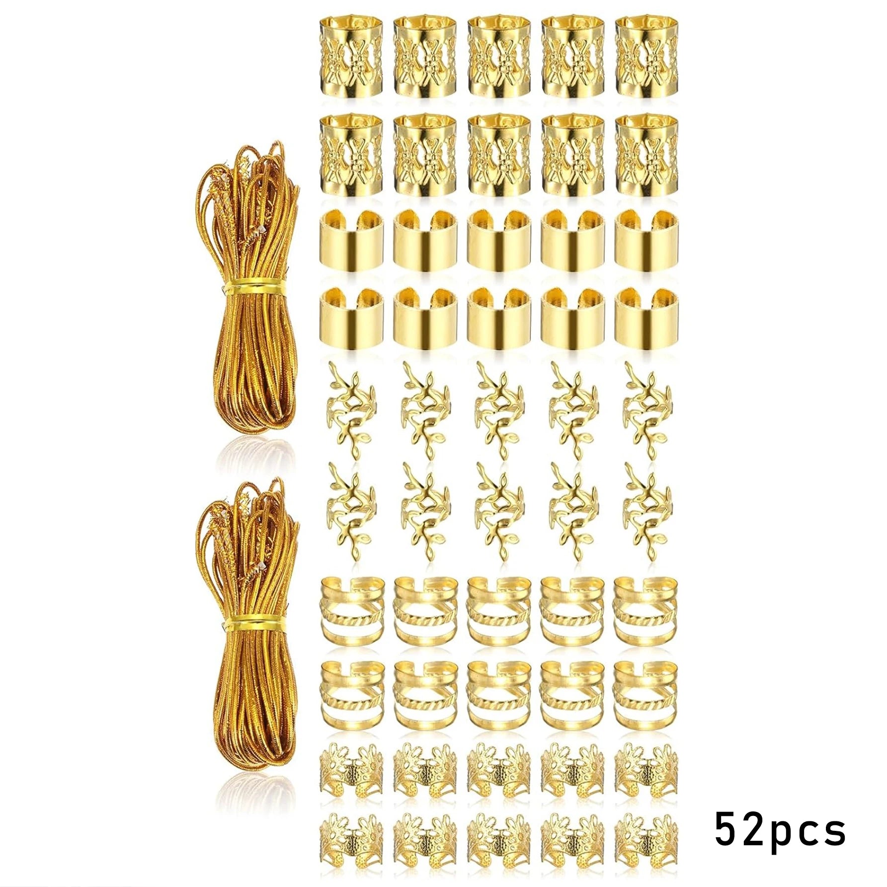 Set of 52 Gold Hair Jewelry for Women's Personality Braids