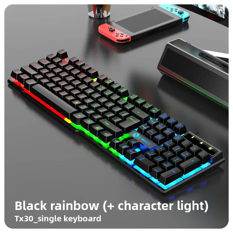 LED mechanical keyboard, raised keys, soft typing, gamers