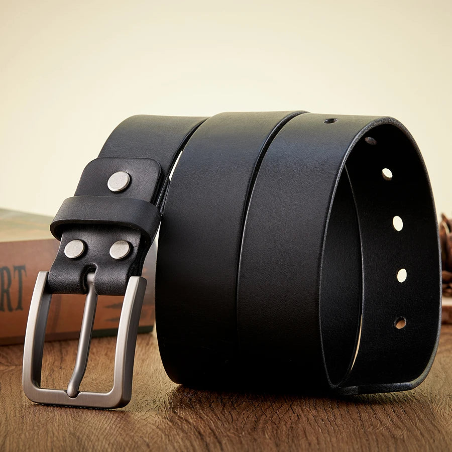 High Quality Men's Cowhide Belt 3.8CM - Jeans Style