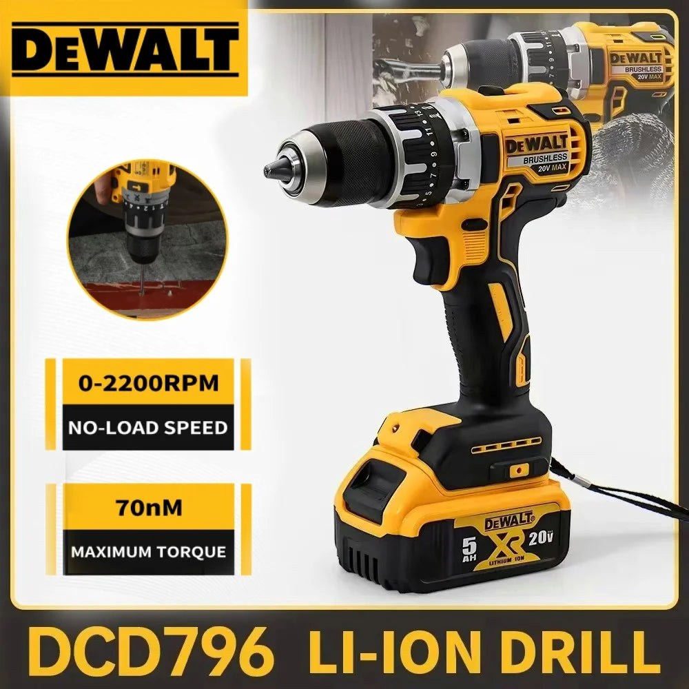 ewalt DCD796 13mm Cordless Brushless Impact Drill Brushless Drive Compact Drill Rechargeable Portable 20V Battery Power Tools