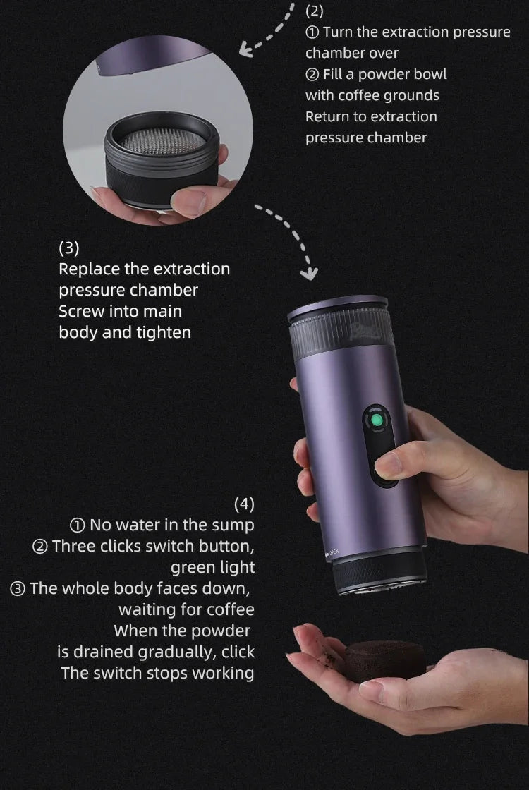 Bincoo Portable Electric Espresso Coffee Maker for Camping Wireless Heating Concentrated Extraction Coffee Machine Red Dot Award - Daisan Mart