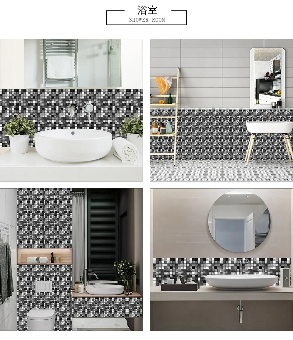 Bộ 10 Miếng Dán Tường Đá Marble Đen Trắng Xám Sang Trọng - Daisan Mart