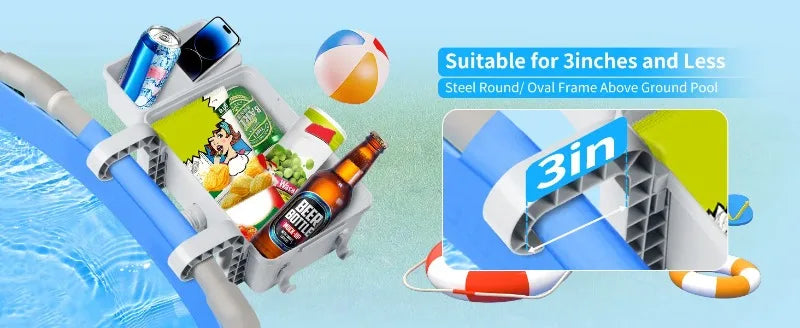 Giỏ Đựng Đồ Bên Hồ Bơi Kèm Khay Cốc Tiện Lợi