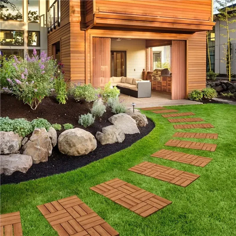 10 Pcs 30*30cm DIY Interlocking Flooring Tiles Waterproof and Anti-slip Floor Tiles Suitable for Outdoor Gardens Terraces