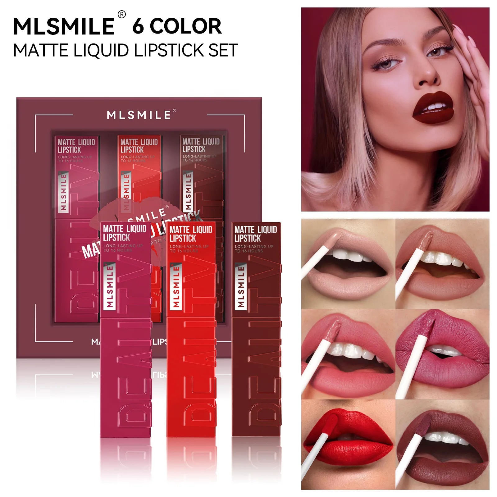 3-Color Matte Lipstick Set - Long-lasting, Smudge-proof, Waterproof